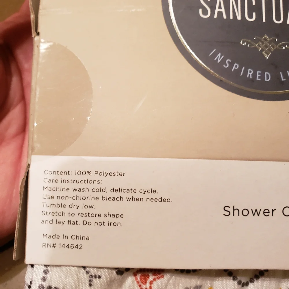 White Shower Curtain With Mandala Print